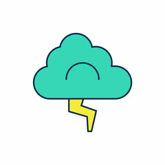 Filled outline Storm icon isolated on white background. Cloud and lightning sign. Weather icon of storm. Vector