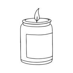 Scented candle linear illustration. Outline image. Vector