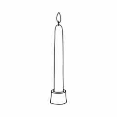 Long candle line illustration. Outline image. Vector