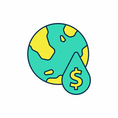 Filled outline Oil drop with dollar symbol icon isolated on white background. Oil price. Oil and petroleum industry. Vector