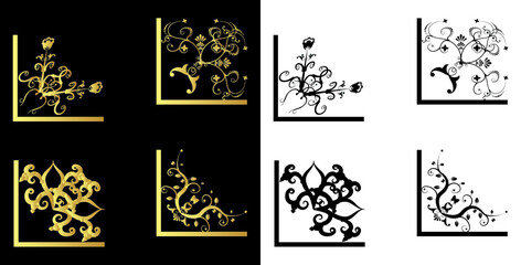 Luxury golden frame Decorative corners and dividers. ornamental curls border, royal ornaments.