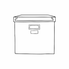 Square storage container linear illustration. Outline image. Vector