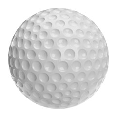 Isolated White Golf Ball on White Background, 3D Render Illustration.