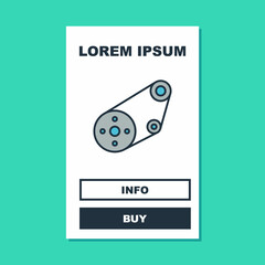 Filled outline Timing belt kit icon isolated on turquoise background. Vector