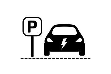 parking place sign for electric vechicles, illustration on a white background.