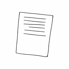 Sheet of paper, page linear illustration. Outline image. Vector