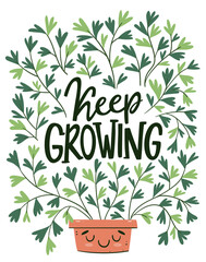 Huge plant in cartoon style with 