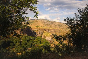 Сanyon at sunset near Garni, Armenia