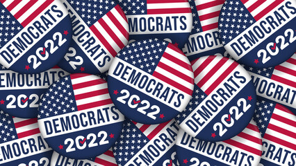 Democrats 2022 Election campaign buttons with the USA flag - vector Illustration