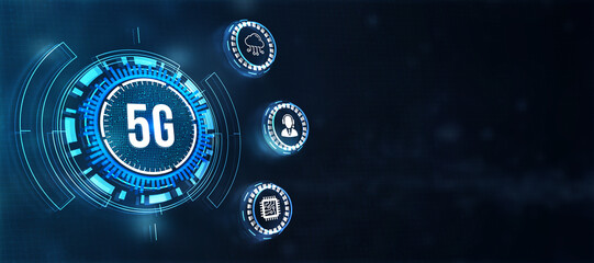 Internet, business, Technology and network concept. The concept of 5G network, high-speed mobile Internet, new generation networks. 3d illustration.