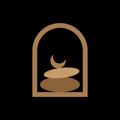 Boho Minimalist Gold Symbol Silhouette. Boho Poster Baby Nursery Talisman Print Template. Boho Graphic Element Icon Pattern Background.