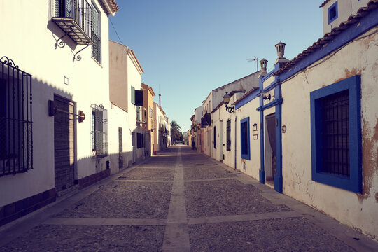 Street in the Tabarca island in a sunny day. Alicante, Spain.