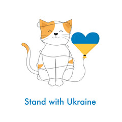 Cat with balloon with inscription stand with Ukraine