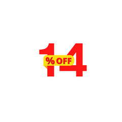 14% off red and yellow 3D design in EPS