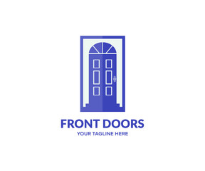 A front entrance of a home logo design. House Exterior. Home Entrance  vector design and illustration.