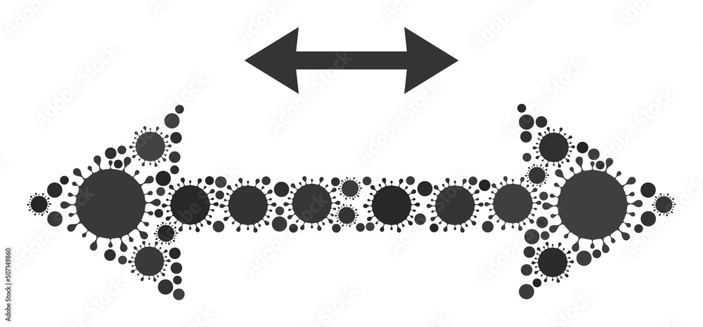 Poster width mosaic icon. vector mosaic is organized with scattered virus cell elements. infection mosaic w