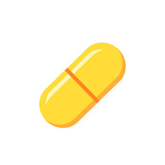 Omega fish oil capsule, dietary supplement pill for wellness, vector illustration isolated on white. Tablet of vitamins or remedy.