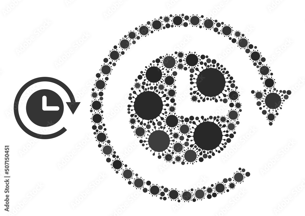 Poster clockwise rotation mosaic icon. vector collage is done of scattered virus cell parts. virulent colla