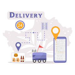 Delivery Service Online Order Food Robot Tracking