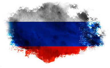 White background with torn flag of Russia. 3d illustration