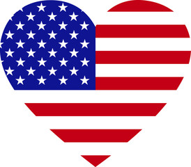 Flag of United States of America within a heart shape