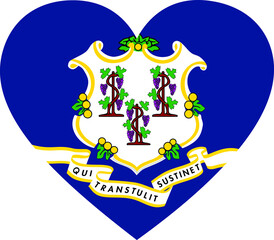 Flag of US federal state of Connecticut within a heart shape