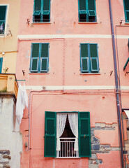 Fototapeta na wymiar Facade of old houses Cinque Terre