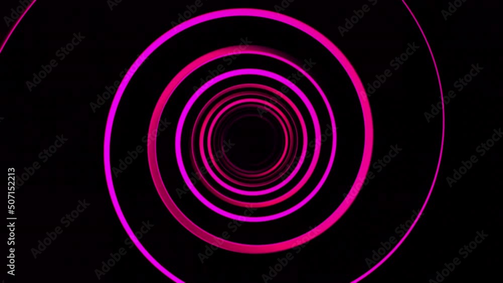 Poster black background.design.pink illuminated lines that move forward into the depths and create a tunnel