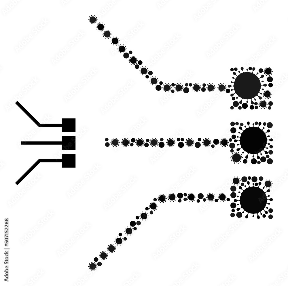 Poster circuit connections mosaic icon. vector mosaic is made with scattered virus items. virus mosaic circ
