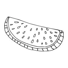 Vector hand drawn Watermelon outline doodle icon. Watermelon sketch illustration for print, web, mobile and infographics isolated on white background.