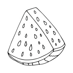 Vector hand drawn Watermelon outline doodle icon. Watermelon sketch illustration for print, web, mobile and infographics isolated on white background.