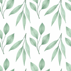 leaf floral nature watercolor seamless pattern