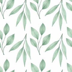 leaf floral nature watercolor seamless pattern