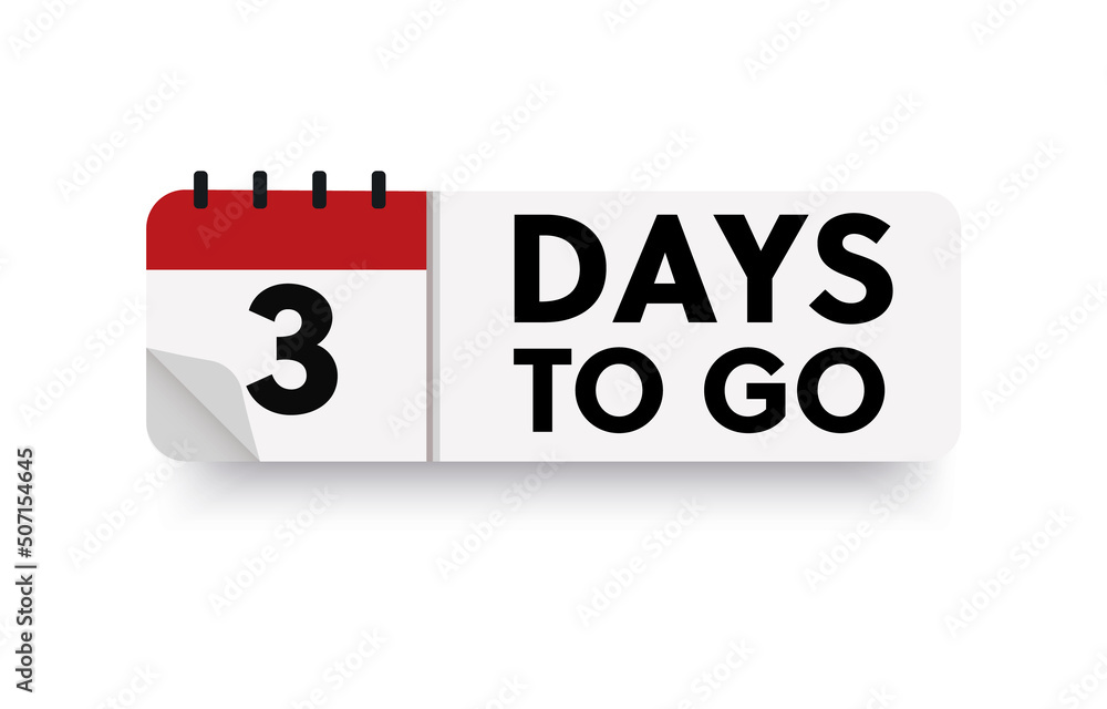 Aufkleber 3 days to go in modern style. special offer badge. web design. sale tag