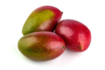 Juicy ripe Mango fruit, close-up, isolated on white background.