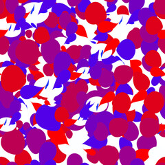 Colorful seamless pattern with with leaves, flowers, abstract shapes. Vector texture for decor, textiles, fabrics, background, packaging, wrapping paper, wallpaper, design, printing, banners, template