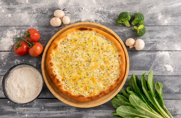 Creative author's pizza with  cheese