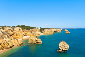 Portugal. Picturesque view of Praia da Marinha beach in Lagos, Algarve region, Portugal.