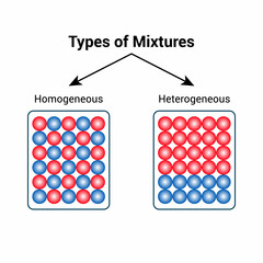 types of mixture homogeneous and heterogeneous diagram - obrazy, fototapety, plakaty