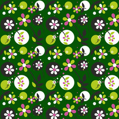 Seamless floral pattern on green Background for printing