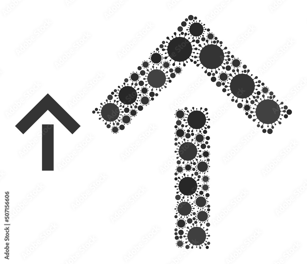 Poster move up mosaic icon. vector mosaic done of randomized virus cell items. virus mosaic move up icon. m