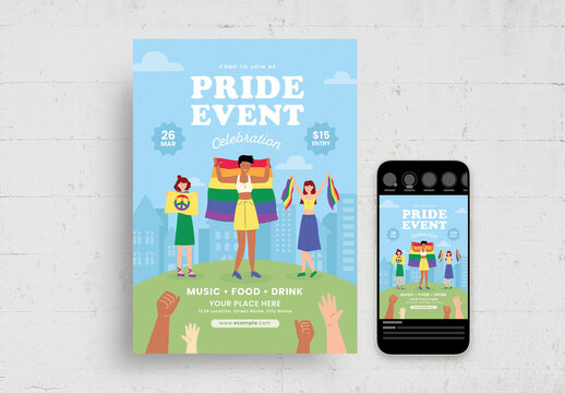 Lgbt Pride Month Event Flyer with Cartoon Style