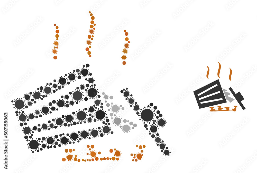 Poster trash heap mosaic icon. vector mosaic made of scattered bacterium elements. covid-2019 mosaic trash 