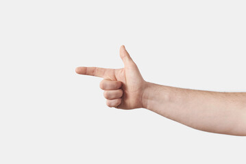 Male hand ASL finger alphabet, L.