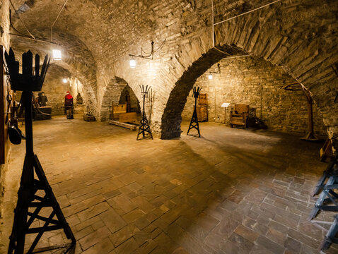 Cellars of the Khotyn fortress in the city of Khotyn, Ukraine. Concept, travel, tourism