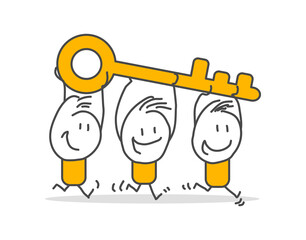 Stick figures. Key to success, business opportunity or solution concept. Banners, infographics, landing pages of the website.