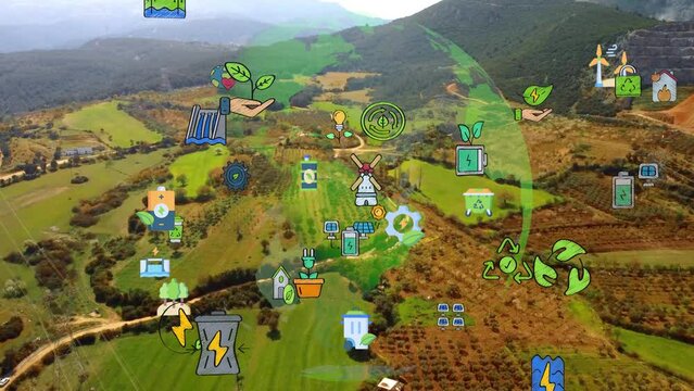Future environmental conservation and sustainable ESG modernization development by using technology of renewable resources to reduce pollution and carbon emission . High quality 4k footage