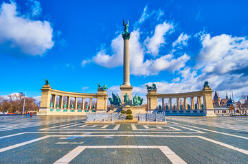 Millennium Monument of Budapest is the most attractive sculpture group of the city and located on...