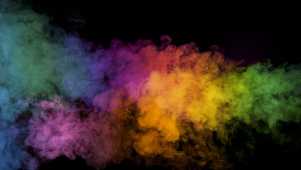 Fototapeta na wymiar Abstract Atmospheric Colored Smoke, Close-up. Isolated on Black Background.