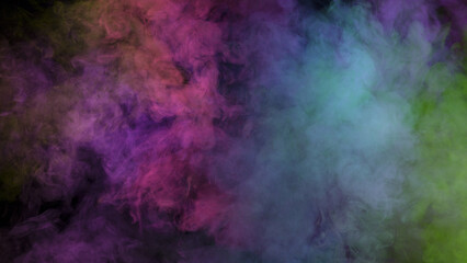 Abstract Atmospheric Colored Smoke, Close-up. Isolated on Black Background.